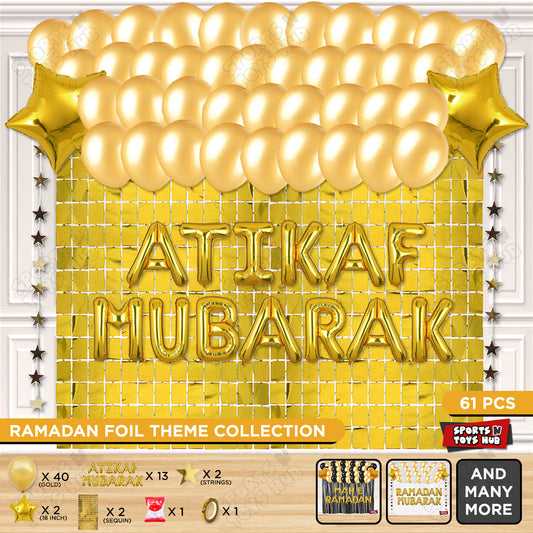 Atikaf Mubarak Foil Balloon Rectangle Curtain Theme Collection