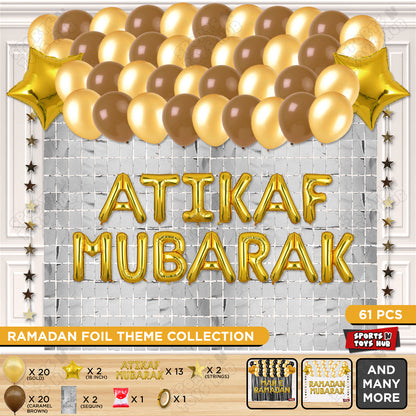 Atikaf Mubarak Foil Balloon Rectangle Curtain Theme Collection