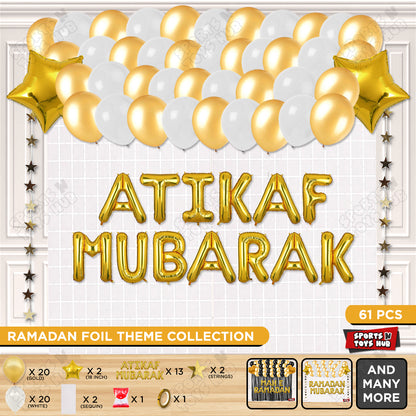 Atikaf Mubarak Foil Balloon Rectangle Curtain Theme Collection