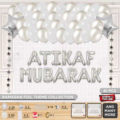 Atikaf Mubarak Foil Balloon Rectangle Curtain Theme Collection