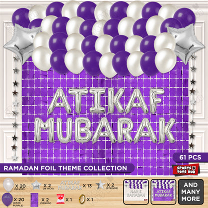 Atikaf Mubarak Foil Balloon Rectangle Curtain Theme Collection