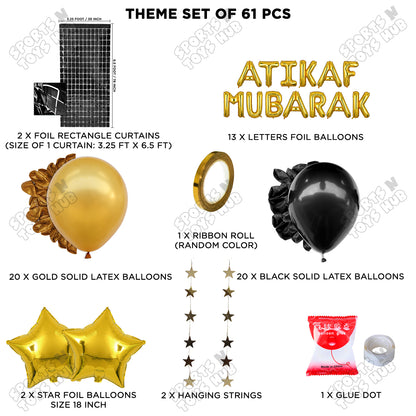 Atikaf Mubarak Foil Balloon Rectangle Curtain Theme Collection