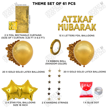 Atikaf Mubarak Foil Balloon Rectangle Curtain Theme Collection