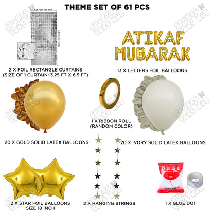 Atikaf Mubarak Foil Balloon Rectangle Curtain Theme Collection