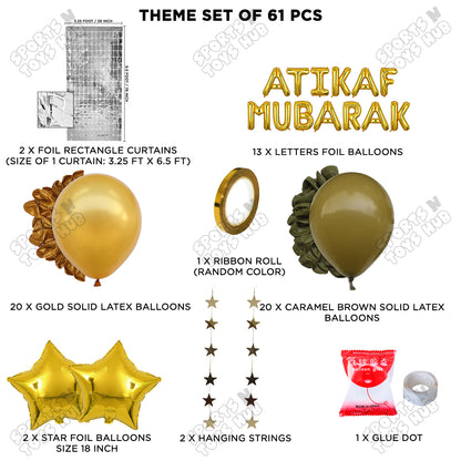 Atikaf Mubarak Foil Balloon Rectangle Curtain Theme Collection