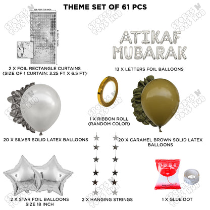 Atikaf Mubarak Foil Balloon Rectangle Curtain Theme Collection