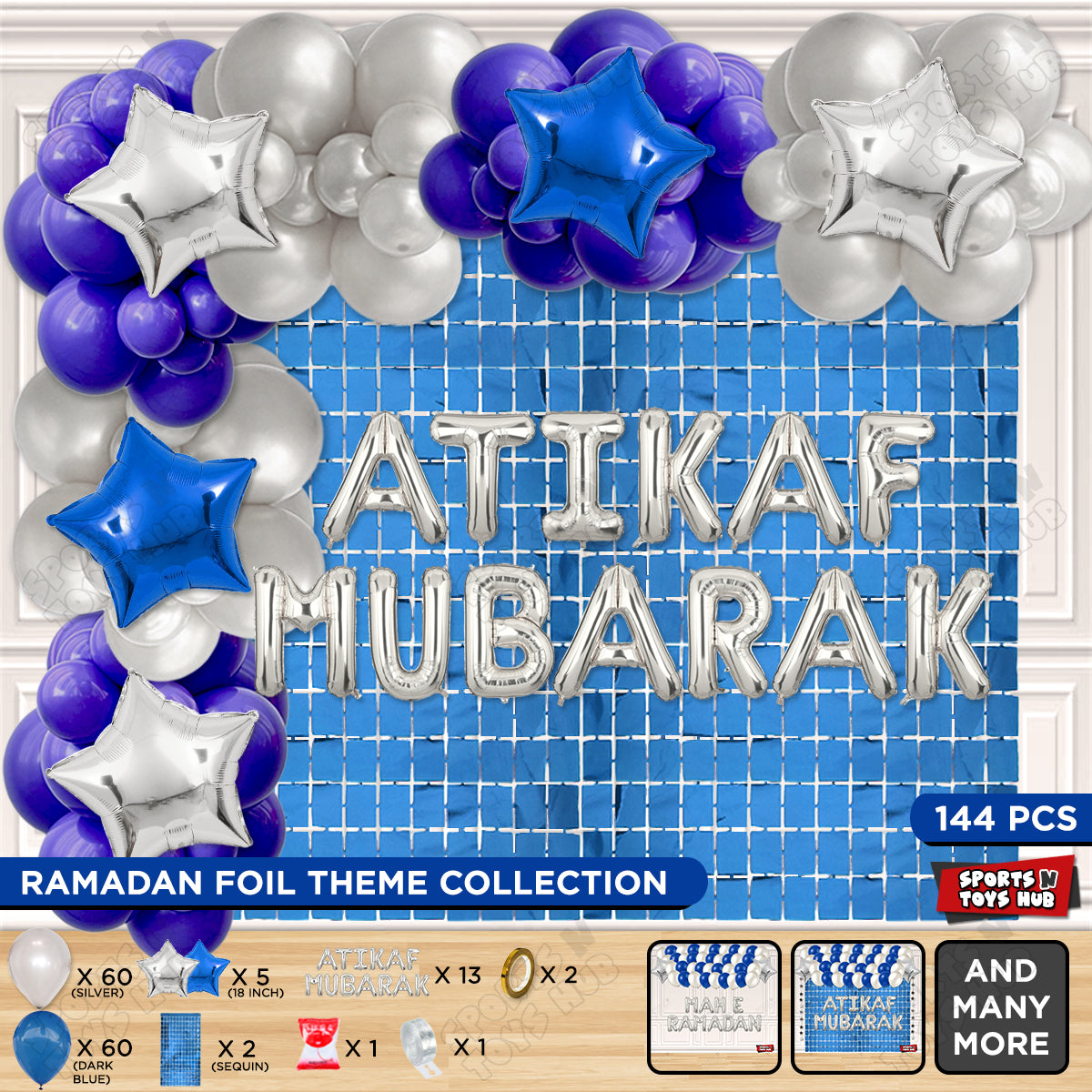 Atikaf Mubarak Foil Balloon Arch Theme Collection