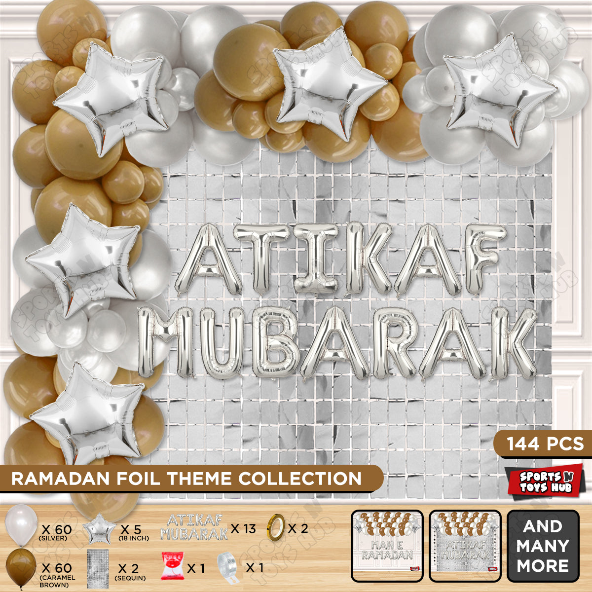 Atikaf Mubarak Foil Balloon Arch Theme Collection