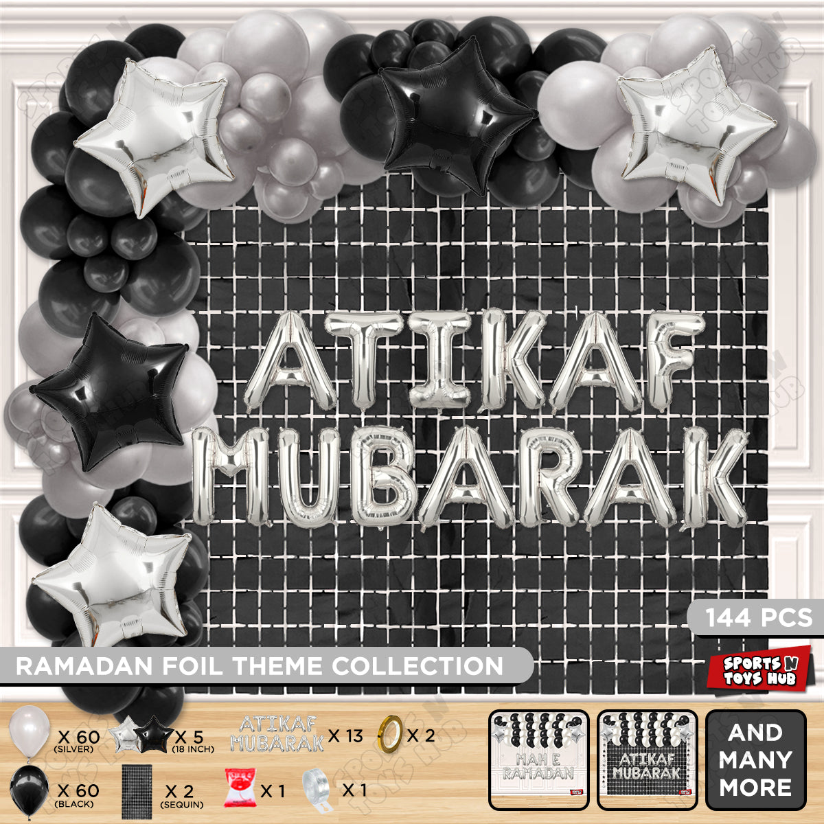 Atikaf Mubarak Foil Balloon Arch Theme Collection