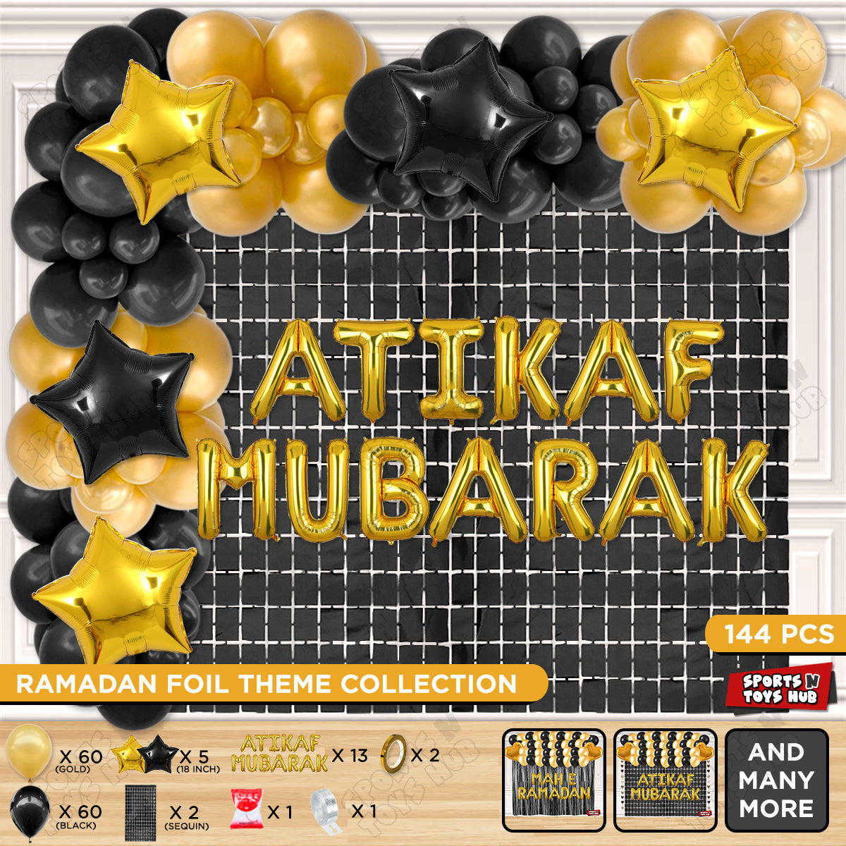 Atikaf Mubarak Foil Balloon Arch Theme Collection