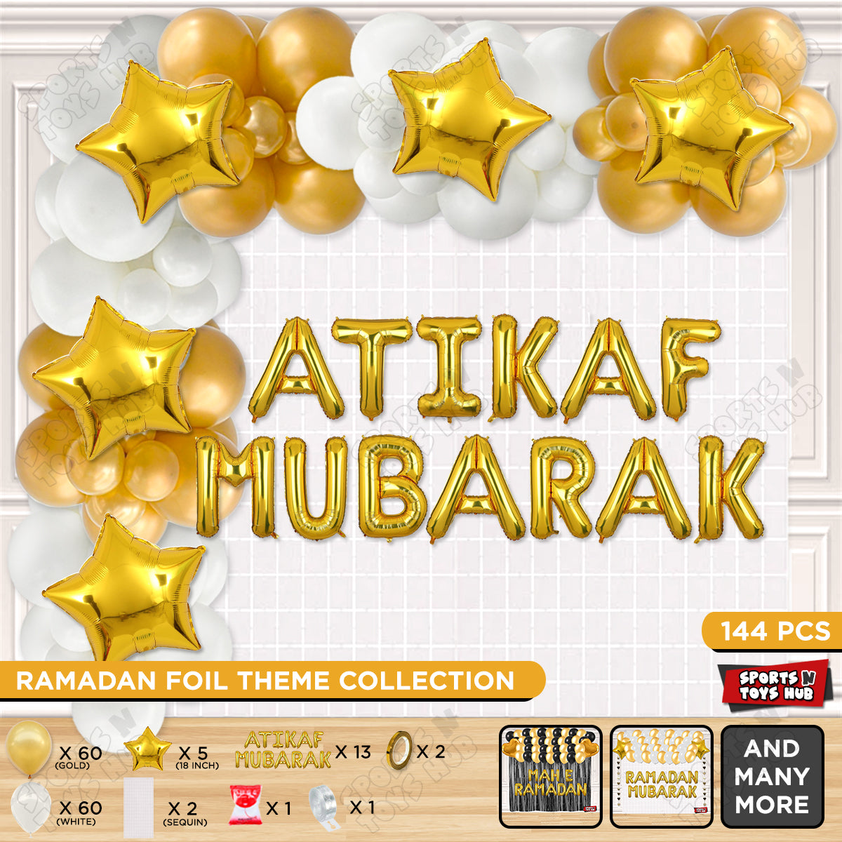 Atikaf Mubarak Foil Balloon Arch Theme Collection