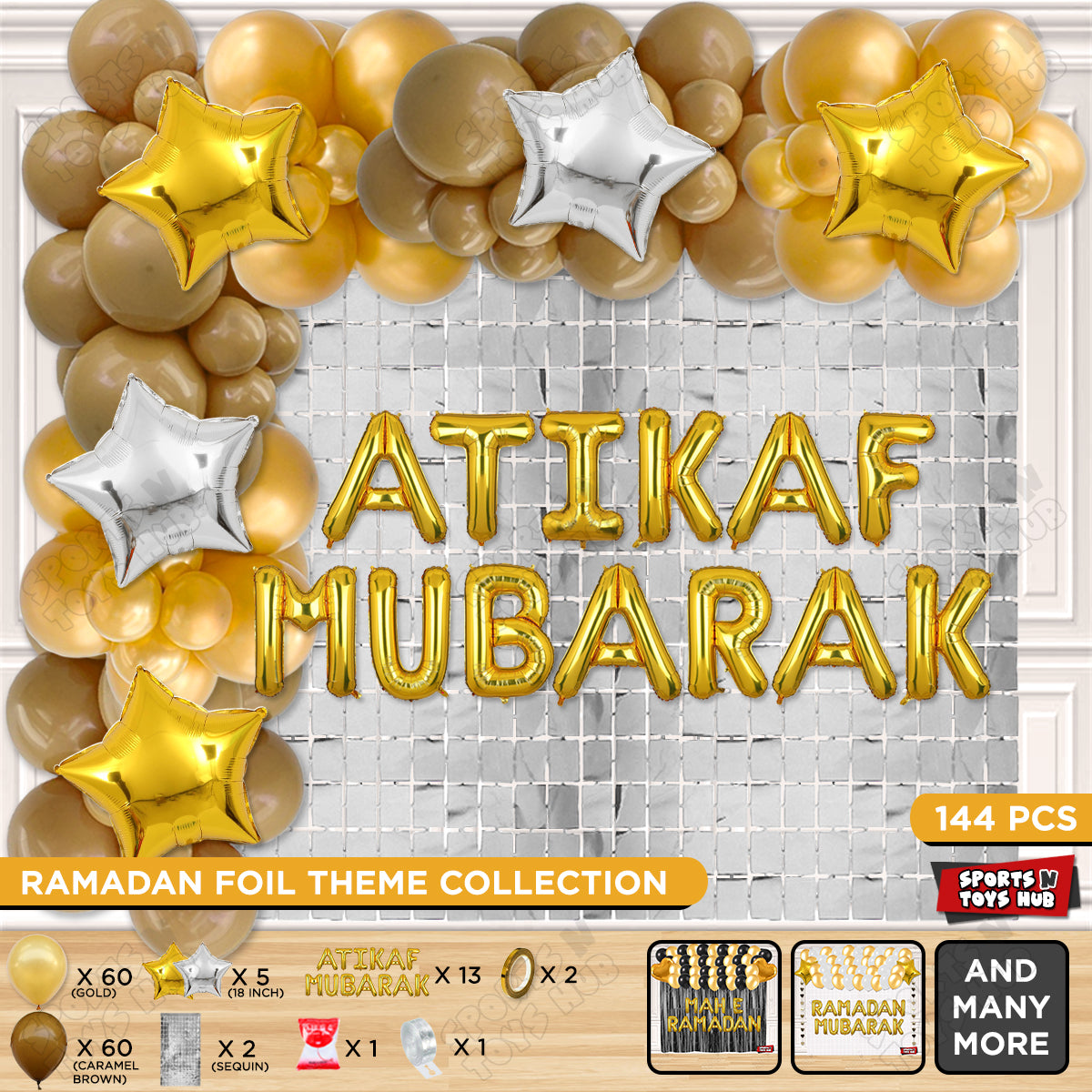 Atikaf Mubarak Foil Balloon Arch Theme Collection