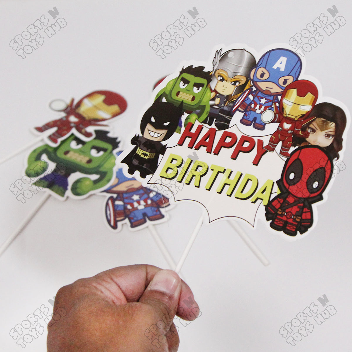 Cartoon Characters HBD @vengers Cake Topper - 6 Pcs