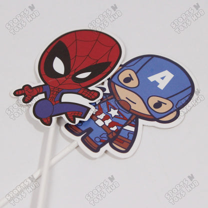 Cartoon Characters HBD @vengers Cake Topper - 6 Pcs