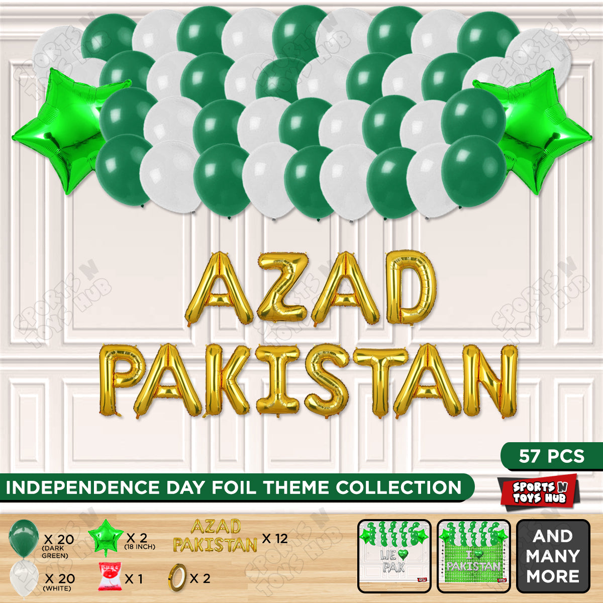 Azad Pakistan Foil Letters Theme Collection