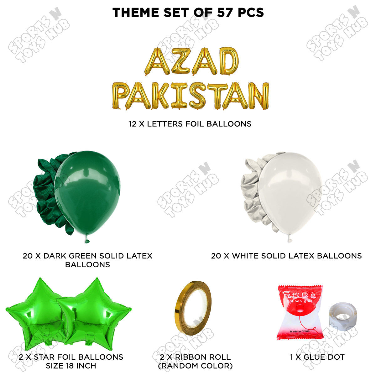 Azad Pakistan Foil Letters Theme Collection