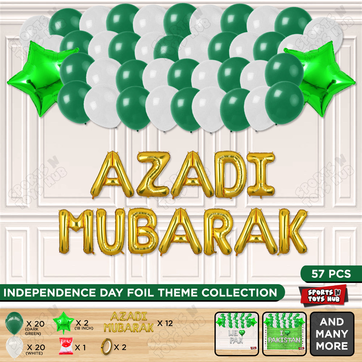 Azadi Mubarak Foil Letters Theme Collection