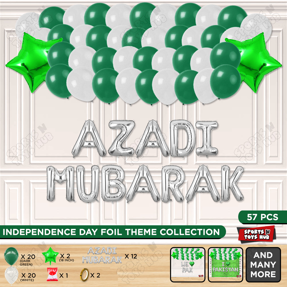 Azadi Mubarak Foil Letters Theme Collection