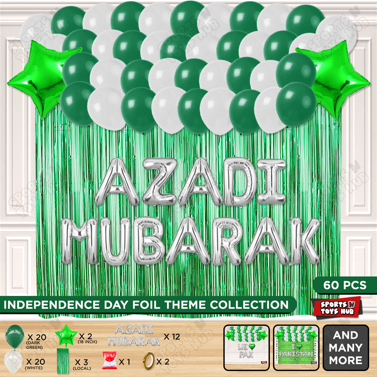 Azadi Mubarak Foil Letters Theme Collection