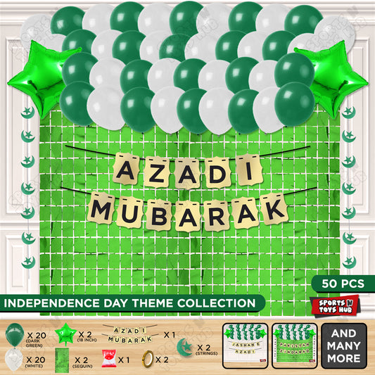14 August Independence Day Shinny Card Banner Rectangle Curtain Theme - Pack Of 50