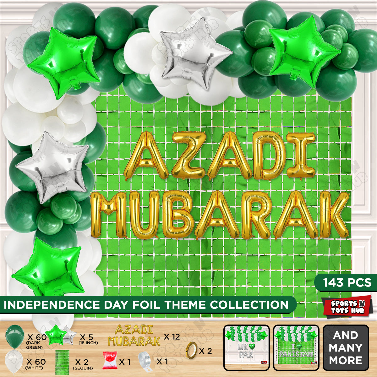 Azadi Mubarak Foil Letters Theme Collection