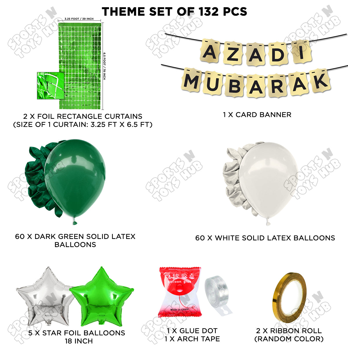 14 August Independence Day Shinny Card Banner Arch Theme - Pack Of 132
