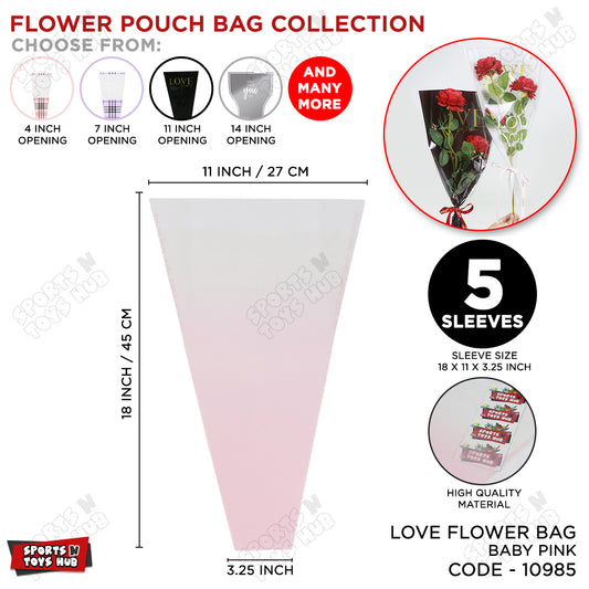BOPP Translucent Ready to Use Pouches Sleeves for Flower Bouquet Bunch Packing - Pack of 5