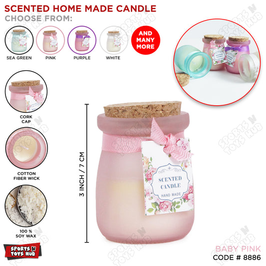 Jar Candle With Cork Lid Romantic Fragrance Scented Candle - Pink
