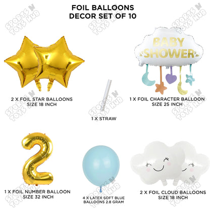 Baby Shower Cloud Pack Of 10 Foil Balloon Set With 32 Inch Foil Balloon Number