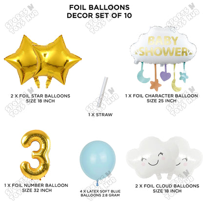Baby Shower Cloud Pack Of 10 Foil Balloon Set With 32 Inch Foil Balloon Number