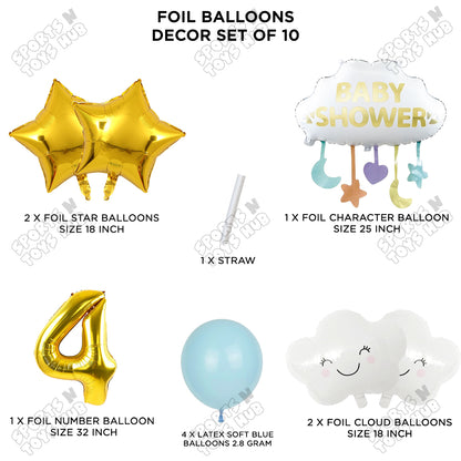 Baby Shower Cloud Pack Of 10 Foil Balloon Set With 32 Inch Foil Balloon Number