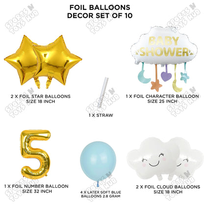 Baby Shower Cloud Pack Of 10 Foil Balloon Set With 32 Inch Foil Balloon Number