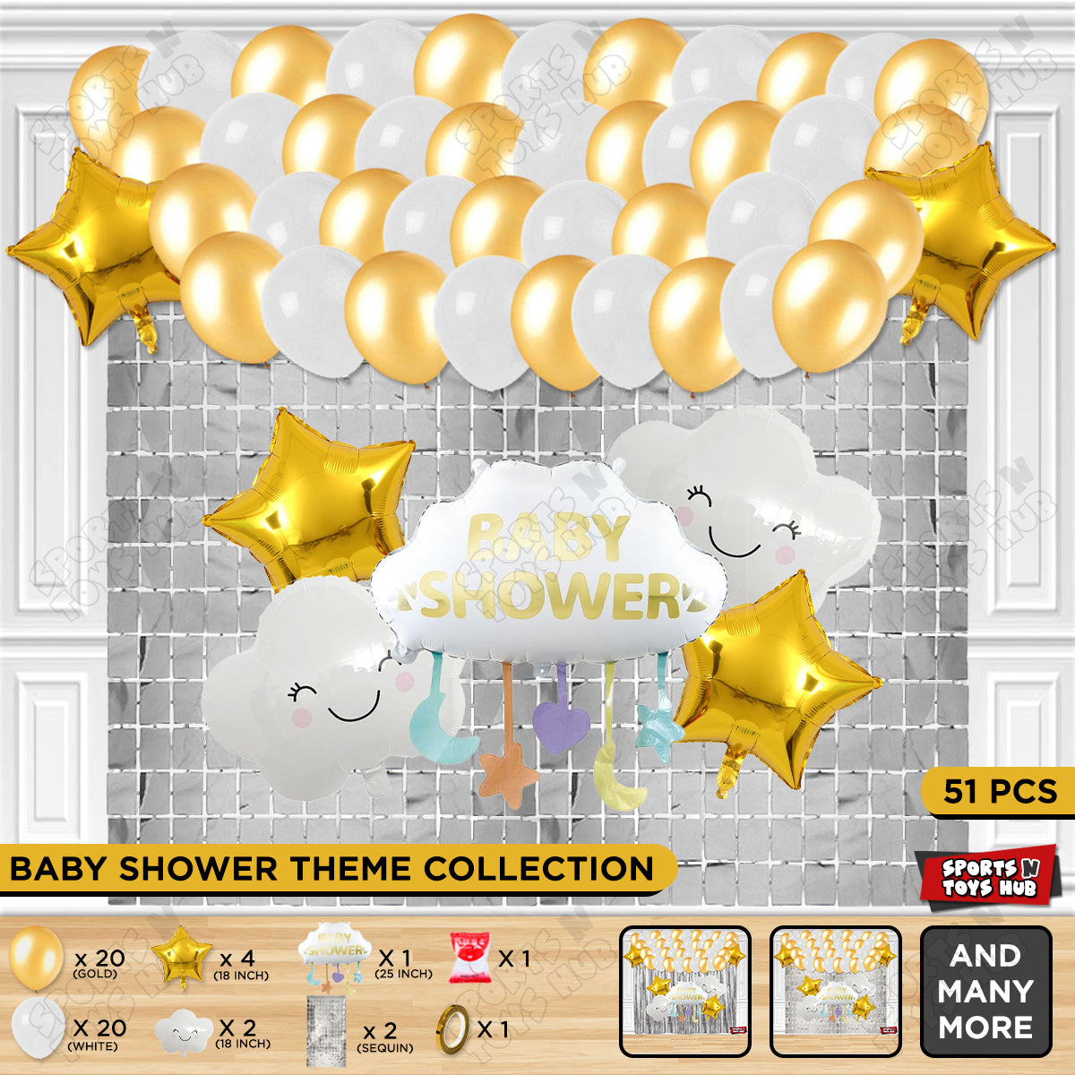 Baby Shower Cloud Foil Balloon Set Theme