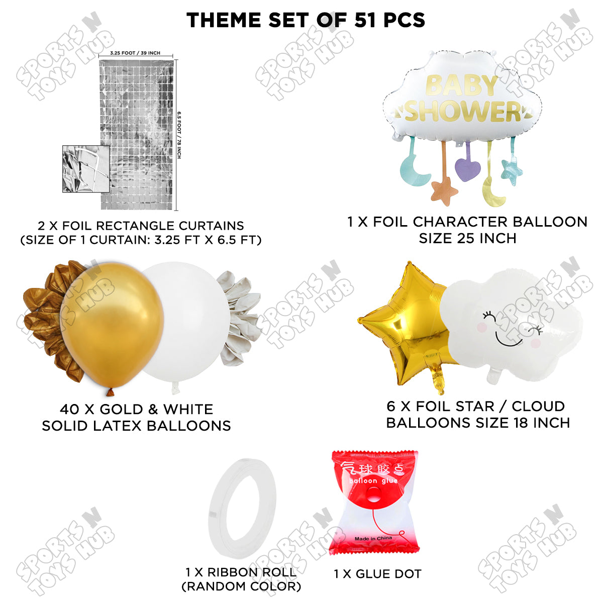 Baby Shower Cloud Foil Balloon Set Theme