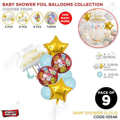 Baby Shower Cloud Pack Of 9 Foil Balloon Set