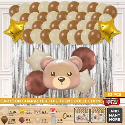 Bear Face Animal Character Foil Balloon Set Theme