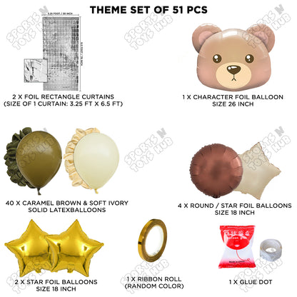 Bear Face Animal Character Foil Balloon Set Theme