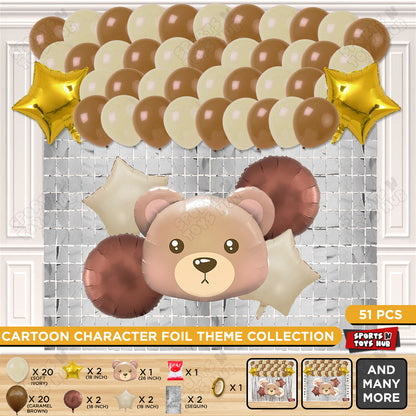 Bear Face Animal Character Foil Balloon Set Theme
