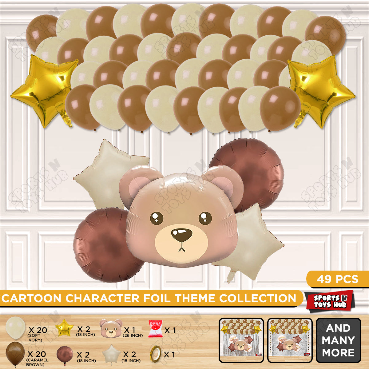Bear Face Animal Character Foil Balloon Set Theme