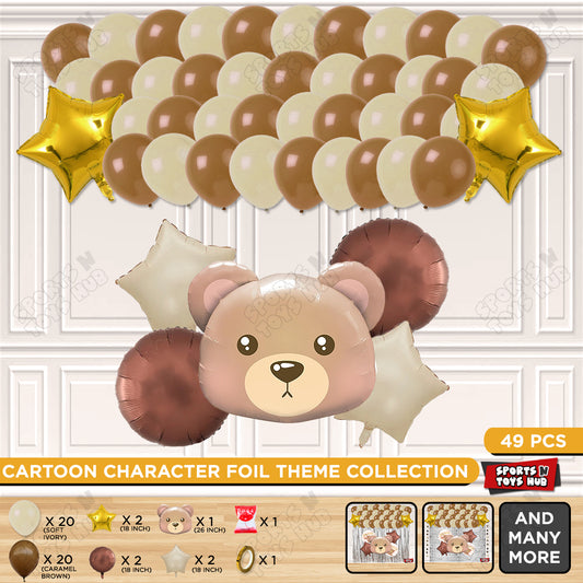 Bear Face Animal Character Foil Balloon Set Theme