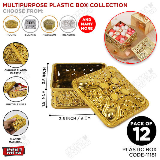 Plastic Square Shape Favor Gift Bid Box - Pack 12