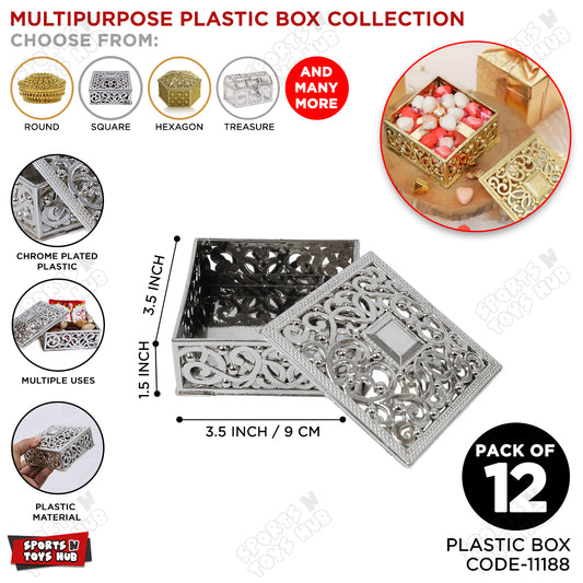 Plastic Hollow Style Favor Candy Plastic Gift Box - Pack 12