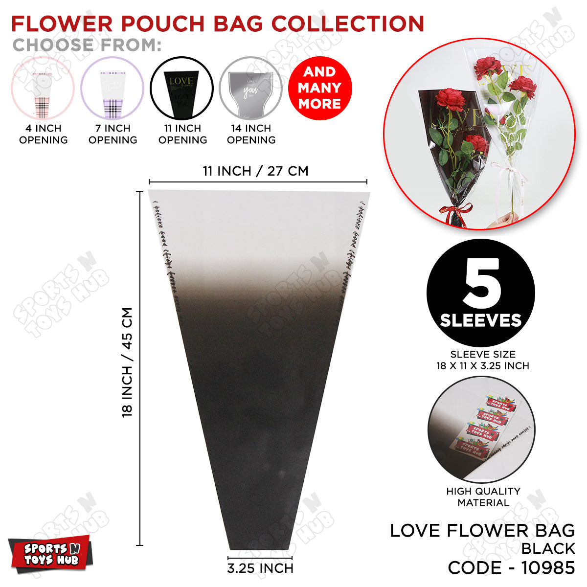BOPP Translucent Ready to Use Pouches Sleeves for Flower Bouquet Bunch Packing - Pack of 5