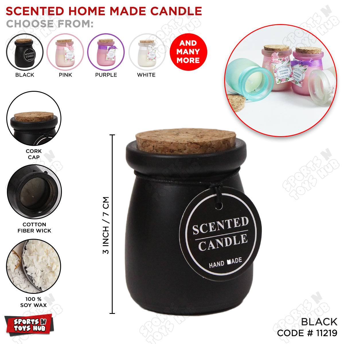 Scented Candles Soy Wax Candles in Glass Jar - Black