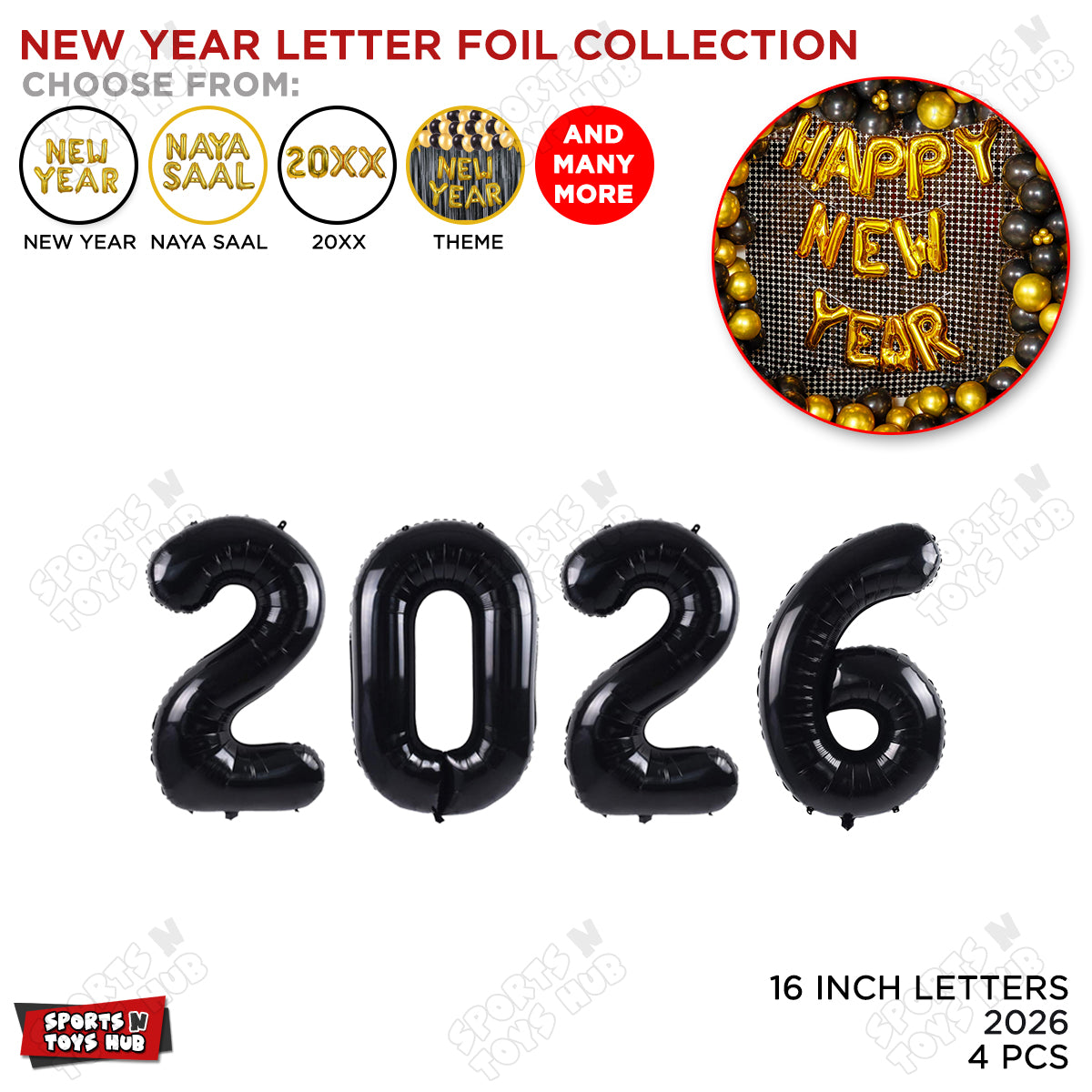 16 Inch - 2026 Foil Number For New Year Decoration