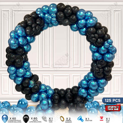 Blue & Black - Latex & Chrome Balloon Arch Kit