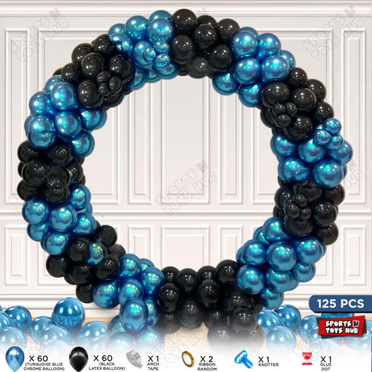 Blue & Black - Latex & Chrome Balloon Arch Kit