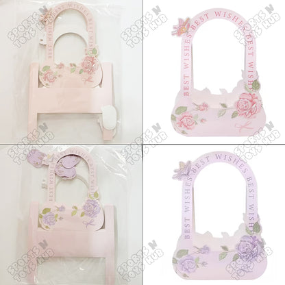 Foldable Vintage Bloom Flower Bag – Elegant Floral Gift Bag | Collapsible Flower Bouquet Holder, Premium Rose Packaging Box for Weddings, Birthdays