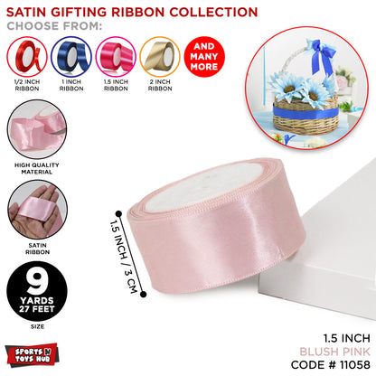 1.5 Inch x 9 Yards – Plain Satin Ribbon Roll for Ribbon Flowers, Crafts, Gift Wrapping & Decor