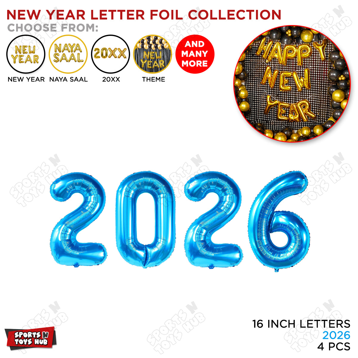 16 Inch - 2026 Foil Number For New Year Decoration